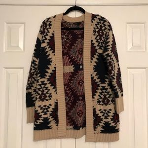 Aztec printed cardigan sweater